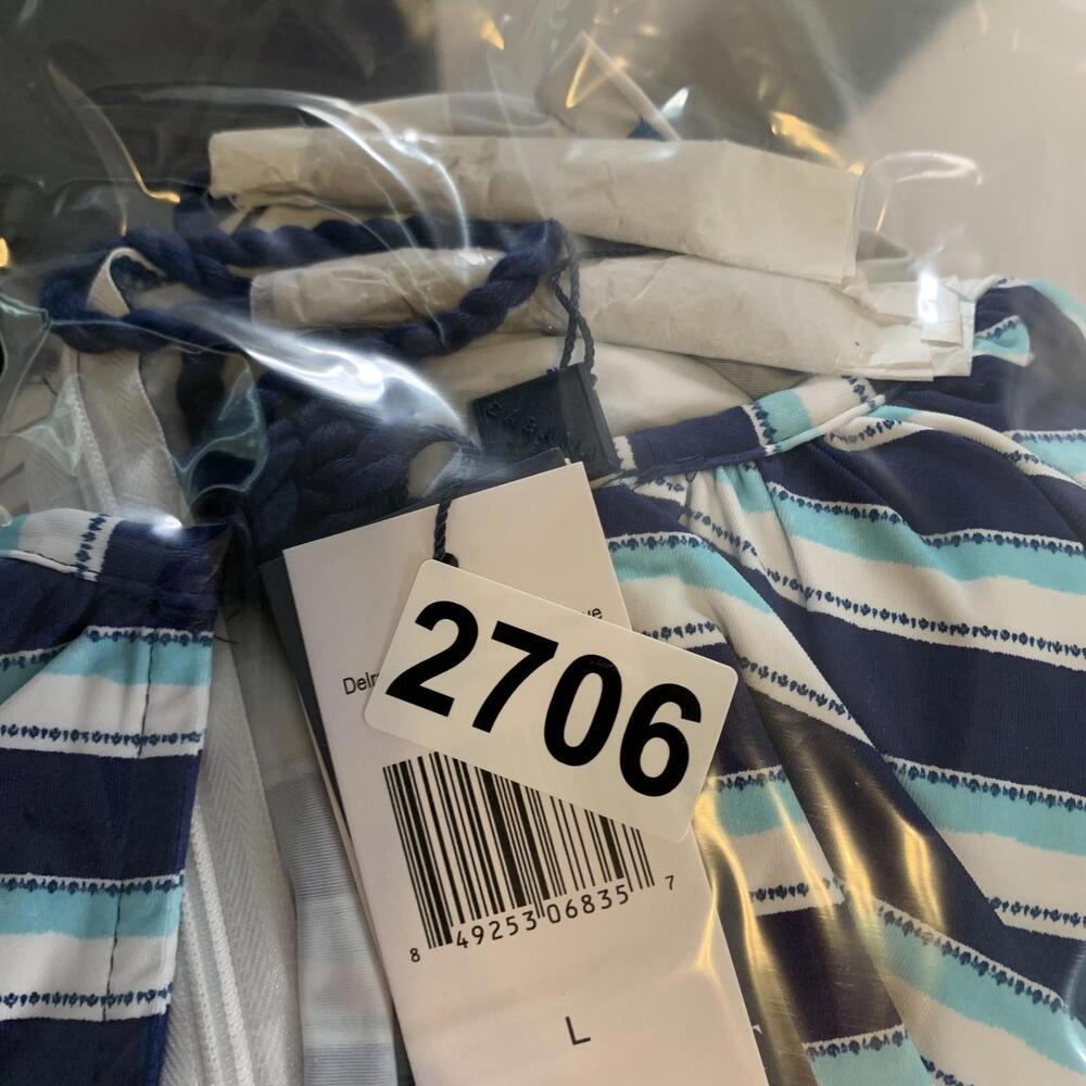 Cabana Life Romper Womens Large Blue White Striped Delray UPF 50+ Ruffle Sleeve‎ - Picture 10 of 10